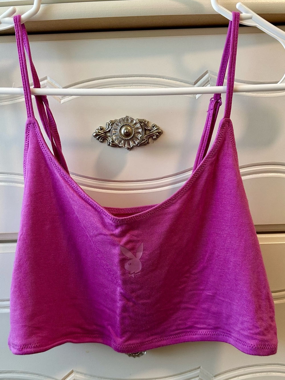 PLAYBOY Magenta Spaghetti-Strap Cropped Cami Size M
